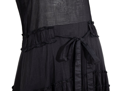 Vintage Miu Miu black cotton dress / Miu Miu puffy sleeves pleated shirt dress / Made in Italy