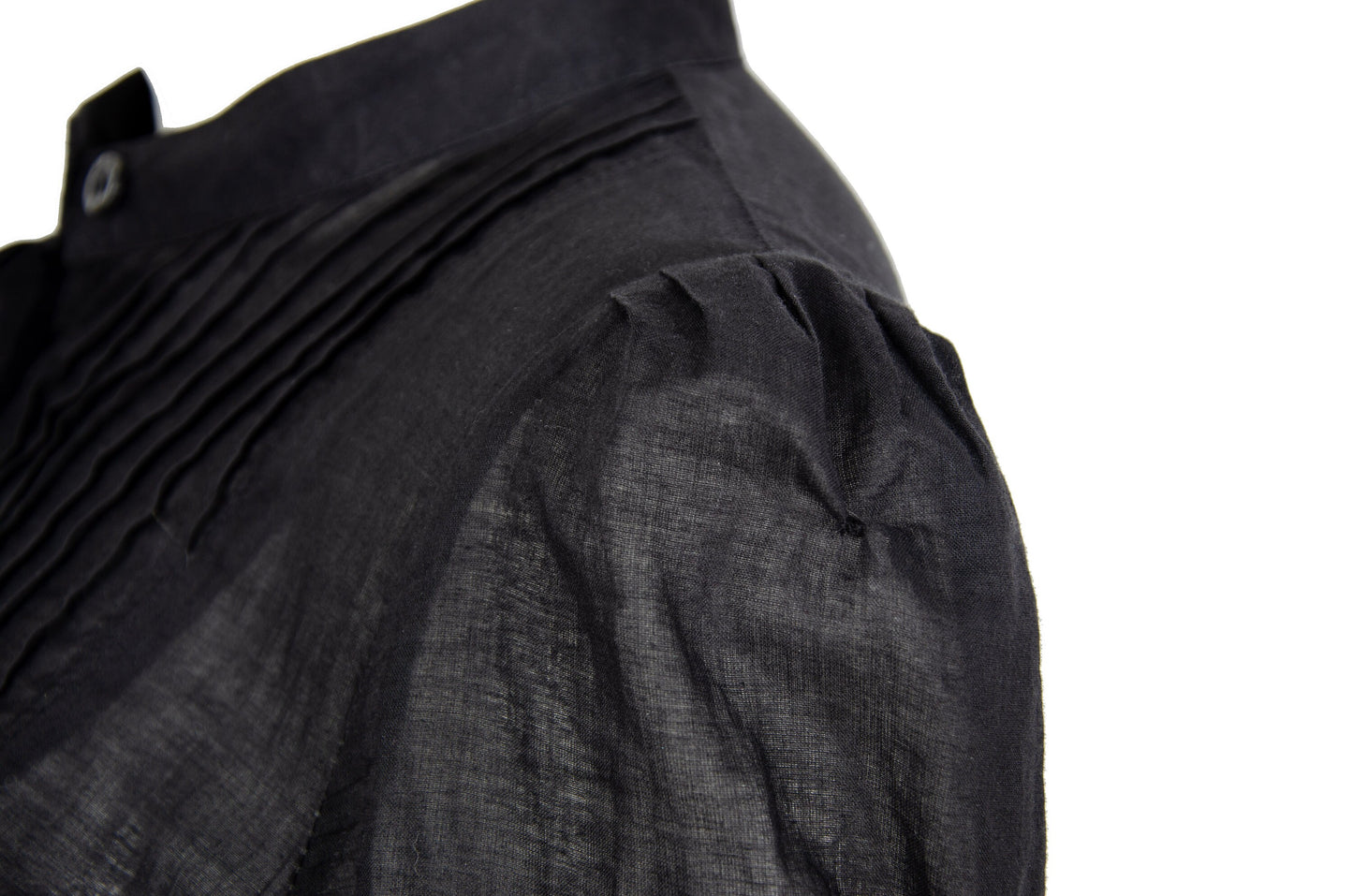 Vintage Miu Miu black cotton dress / Miu Miu puffy sleeves pleated shirt dress / Made in Italy