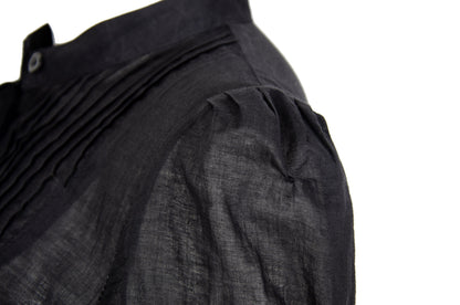 Vintage Miu Miu black cotton dress / Miu Miu puffy sleeves pleated shirt dress / Made in Italy