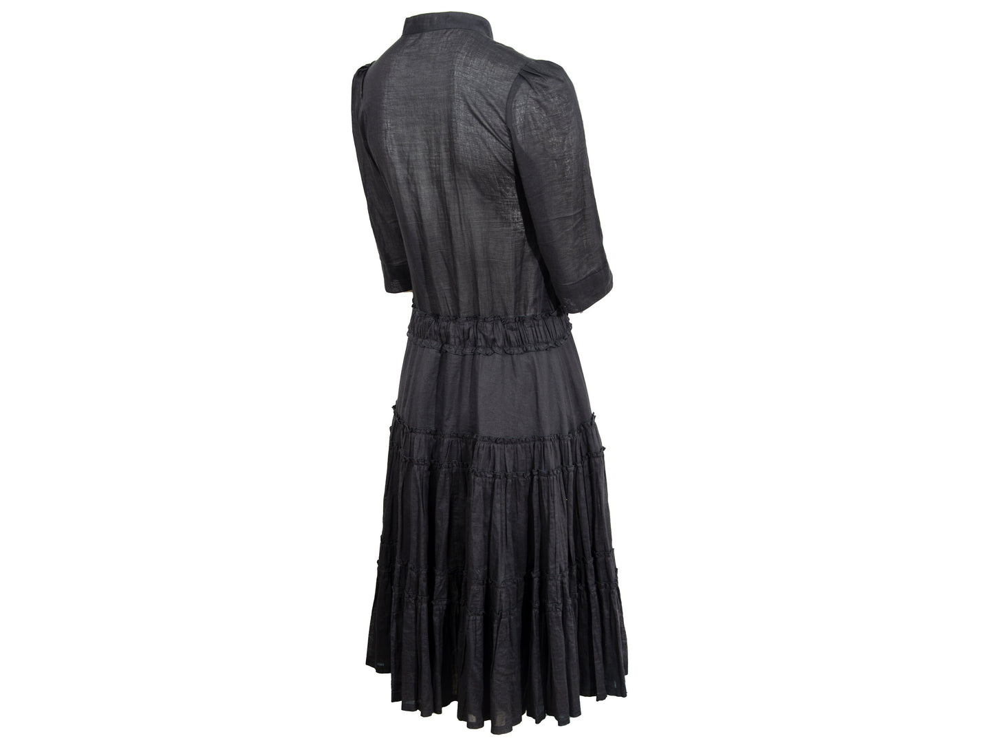 Vintage Miu Miu black cotton dress / Miu Miu puffy sleeves pleated shirt dress / Made in Italy