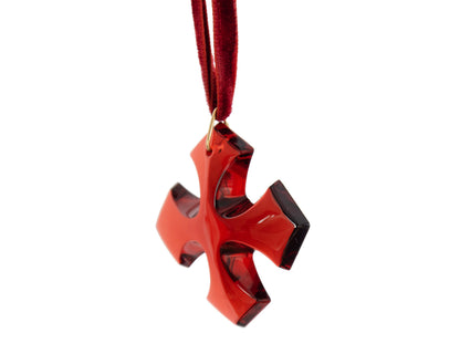 Vintage Baccarat red crystal oversized occitane cross 18K gold choker necklace