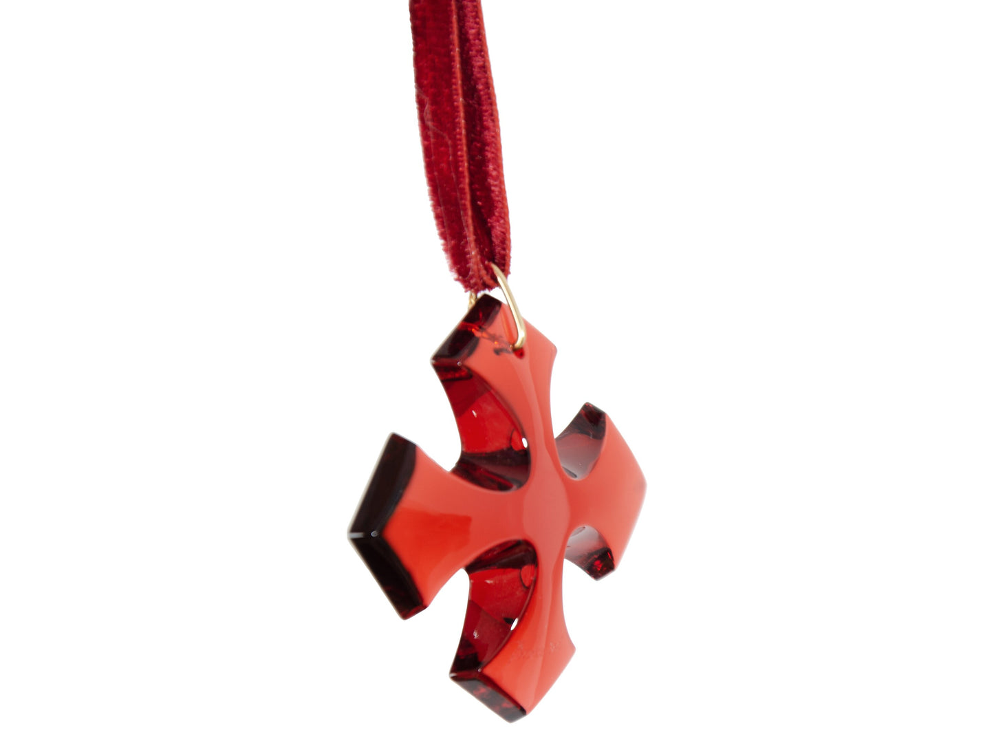 Vintage Baccarat red crystal oversized occitane cross 18K gold choker necklace