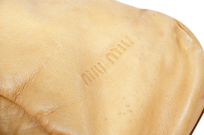 F/W 2000 Miu Miu beige leather exposed stitching kiss lock slouchy doctor bag