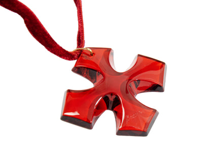 Vintage Baccarat red crystal oversized occitane cross 18K gold choker necklace