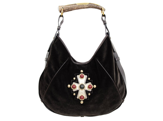 Vintage YSL Mombasa bejeweled cross velvet bag / Tom Ford for YSL Mombasa 1000horn bag