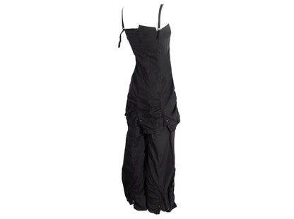 2000s Cop Copine shirred black two piece tunic and pants set