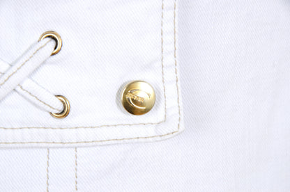 2000s Roberto Cavalli white low waist corset mini skirt