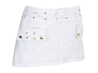 2000s Roberto Cavalli white low waist corset mini skirt