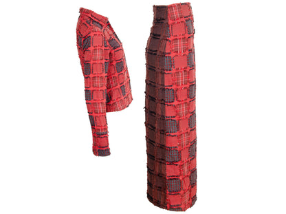 2004 Biche de Bere two piece patchwork tartan kilt set / Vintage French designer set