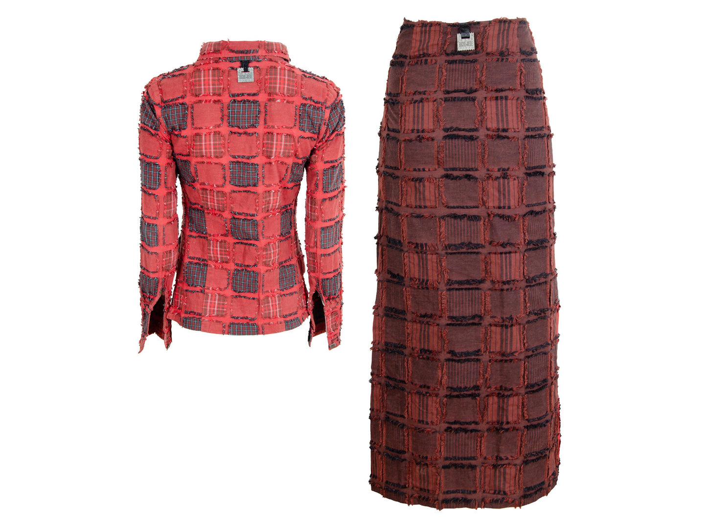 2004 Biche de Bere two piece patchwork tartan kilt set / Vintage French designer set