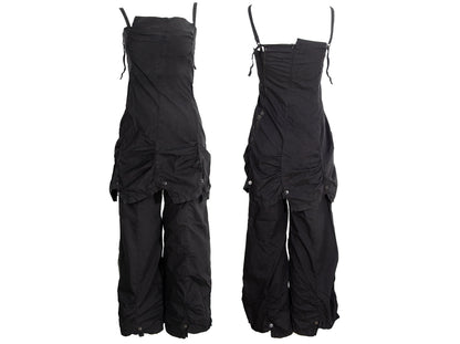 2000s Cop Copine shirred black two piece tunic and pants set