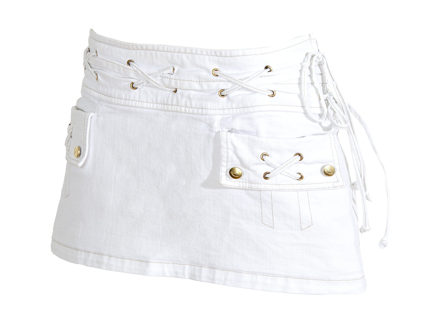 2000s Roberto Cavalli white low waist corset mini skirt