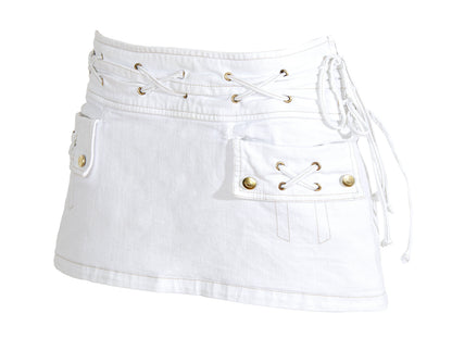 2000s Roberto Cavalli white low waist corset mini skirt