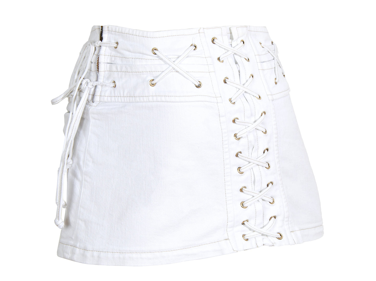 2000s Roberto Cavalli white low waist corset mini skirt