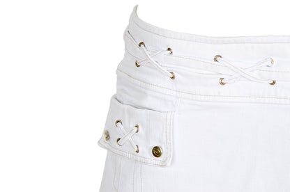 2000s Roberto Cavalli white low waist corset mini skirt