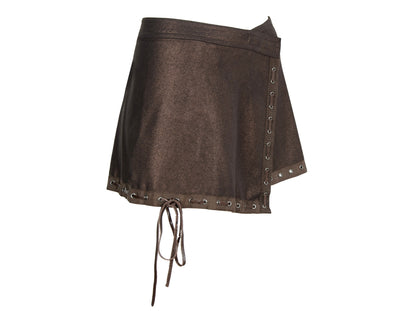 Vintage Ritsuko Shirahama mini wrap skirt with leather ties