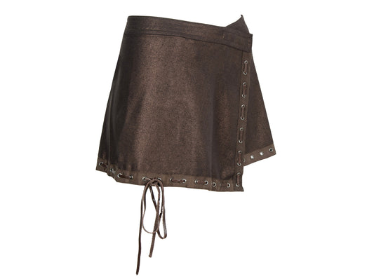 Vintage Ritsuko Shirahama mini wrap skirt with leather ties