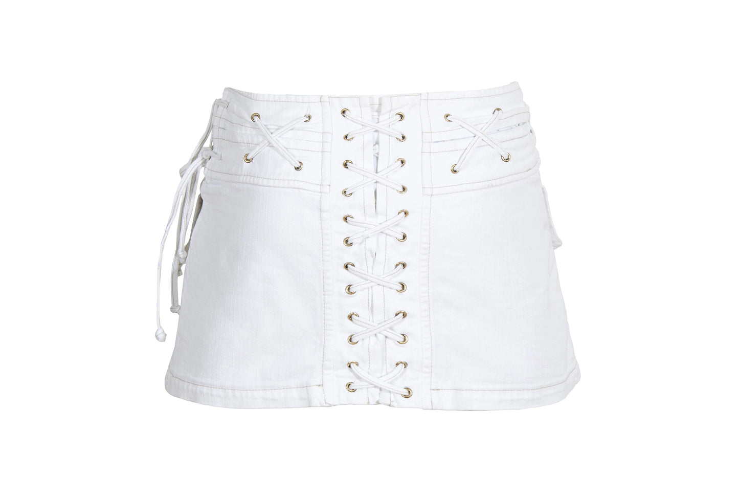 2000s Roberto Cavalli white low waist corset mini skirt