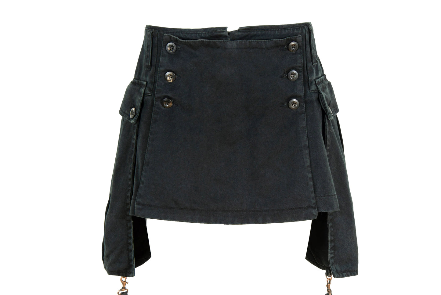 90s Andrew Mackenzie low waisted asymmetrical cargo pockets mini skirt
