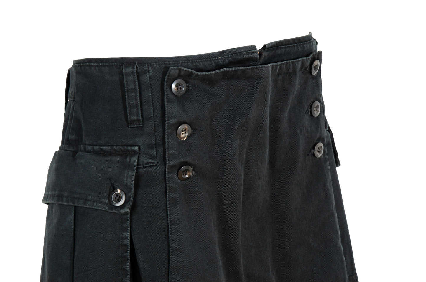 90s Andrew Mackenzie low waisted asymmetrical cargo pockets mini skirt