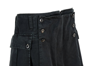 90s Andrew Mackenzie low waisted asymmetrical cargo pockets mini skirt