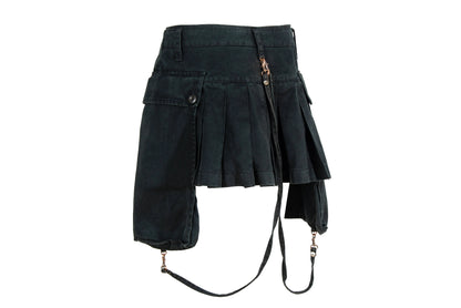 90s Andrew Mackenzie low waisted asymmetrical cargo pockets mini skirt