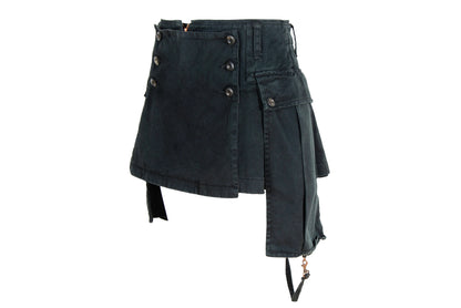 90s Andrew Mackenzie low waisted asymmetrical cargo pockets mini skirt