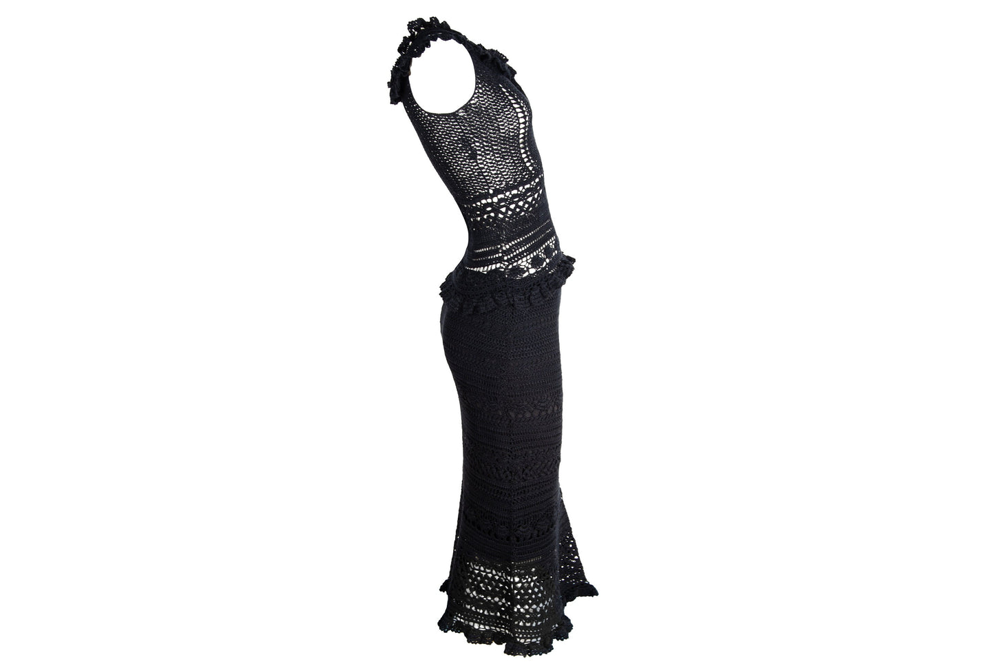 90s Novespazio black crochet top and skirt two piece set / Made in Japan