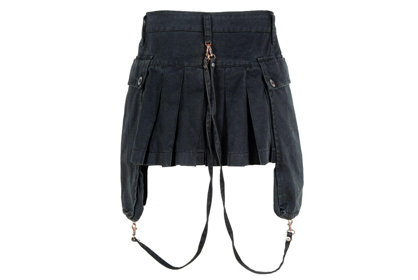 90s Andrew Mackenzie low waisted asymmetrical cargo pockets mini skirt