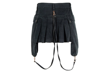 90s Andrew Mackenzie low waisted asymmetrical cargo pockets mini skirt