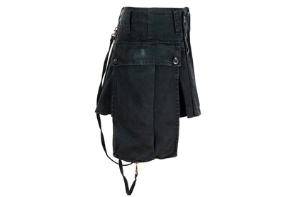 90s Andrew Mackenzie low waisted asymmetrical cargo pockets mini skirt