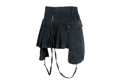 90s Andrew Mackenzie low waisted asymmetrical cargo pockets mini skirt