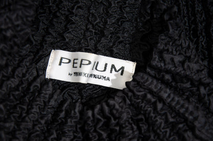 90s Yoshiki Hishinuma abstract pleats mock neck top / Vintage Japanese designer permanent pleats black top / Made in Japan