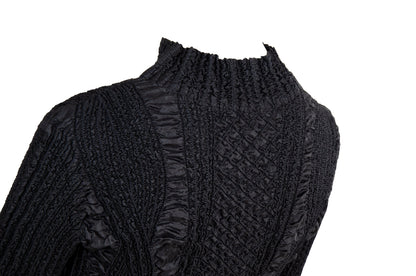 90s Yoshiki Hishinuma abstract pleats mock neck top / Vintage Japanese designer permanent pleats black top / Made in Japan