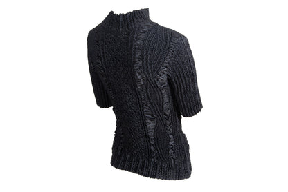 90s Yoshiki Hishinuma abstract pleats mock neck top / Vintage Japanese designer permanent pleats black top / Made in Japan