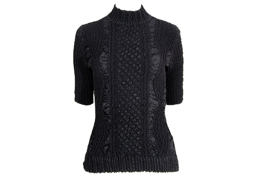 90s Yoshiki Hishinuma abstract pleats mock neck top / Vintage Japanese designer permanent pleats black top / Made in Japan