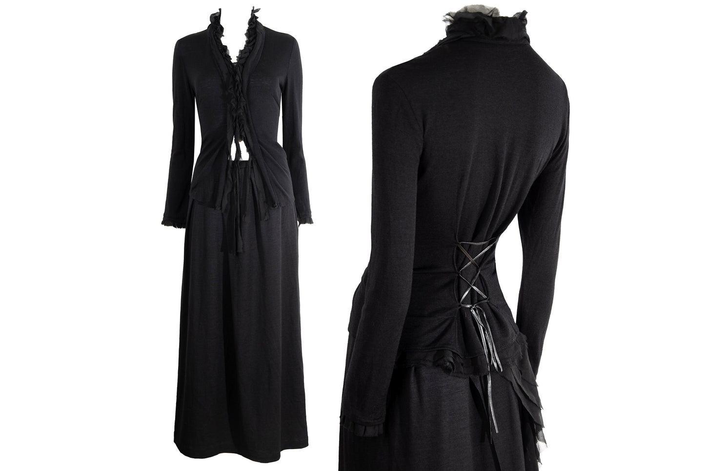 Vintage Ritsuko Shirahama wool and silk minimalist two piece set / Made in Japan