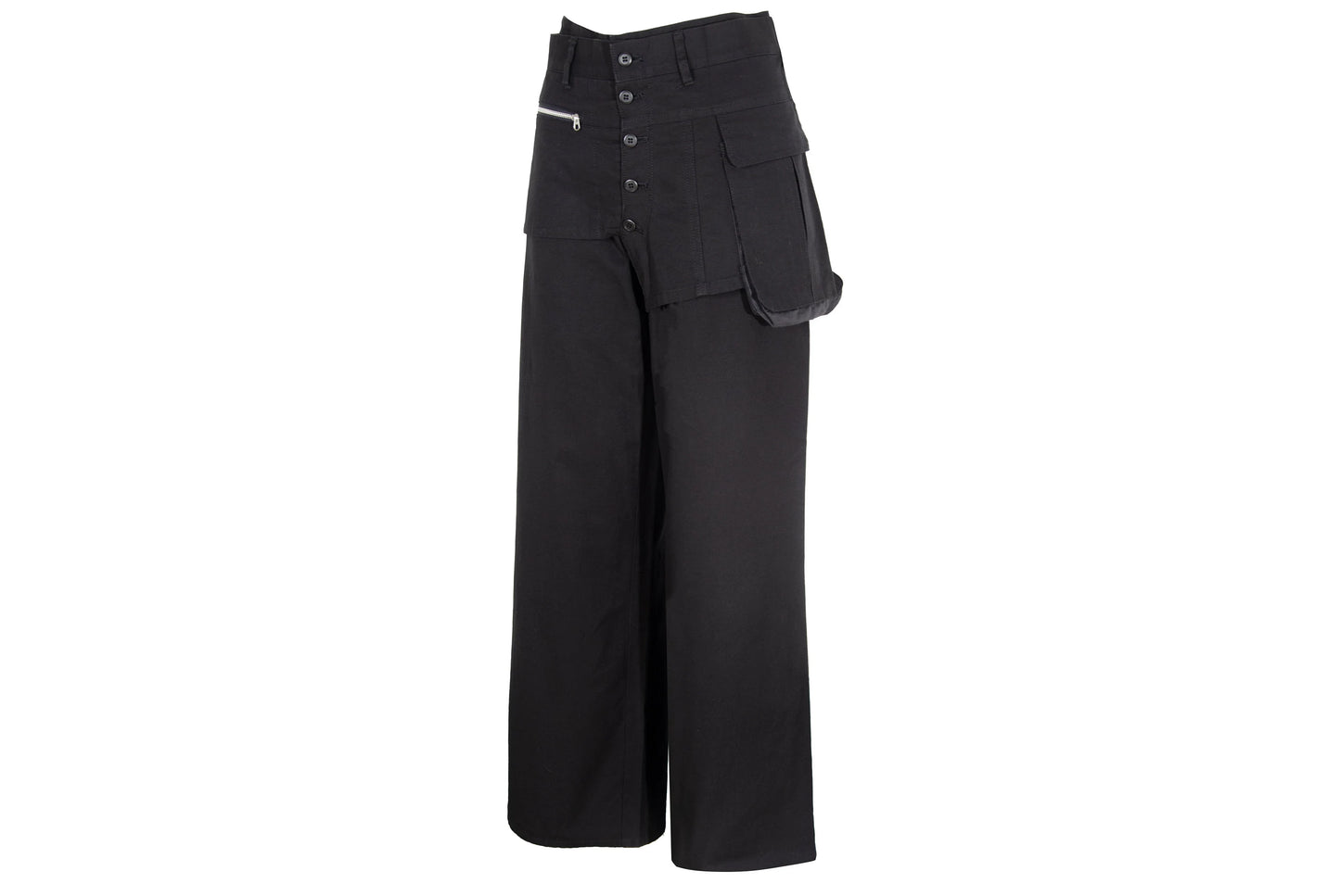 Vintage Atsuro Tayama black overskirt wide leg pants / Made in Japan