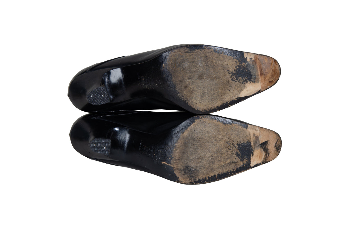 90s Dries Van Noten black leather Louis XV kitten heels lace up derbie mules / EU 40