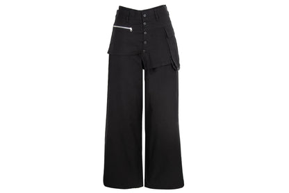 Vintage Atsuro Tayama black overskirt wide leg pants / Made in Japan