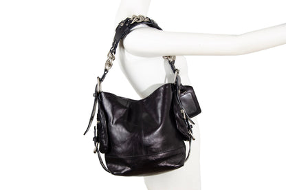 Vintage Chloé by Phoebe Philo black leather chain strap bag / 2004 Chloé leather and oversized chains bag / Made in Italy