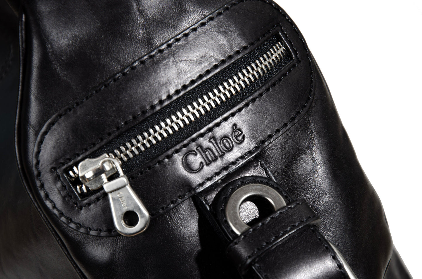 Vintage Chloé by Phoebe Philo black leather chain strap bag / 2004 Chloé leather and oversized chains bag / Made in Italy