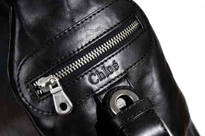 Vintage Chloé by Phoebe Philo black leather chain strap bag / 2004 Chloé leather and oversized chains bag / Made in Italy