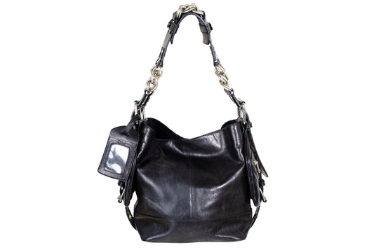 Vintage Chloé by Phoebe Philo black leather chain strap bag / 2004 Chloé leather and oversized chains bag / Made in Italy