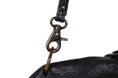 Vintage Collection Privée? black leather drawstring oversized rucksack / Made in Italy