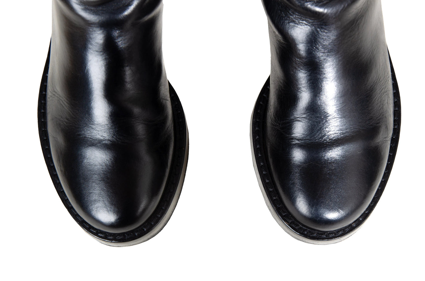 Ann Demeulemeester black leather "Stan" riding boots / Made in Italy