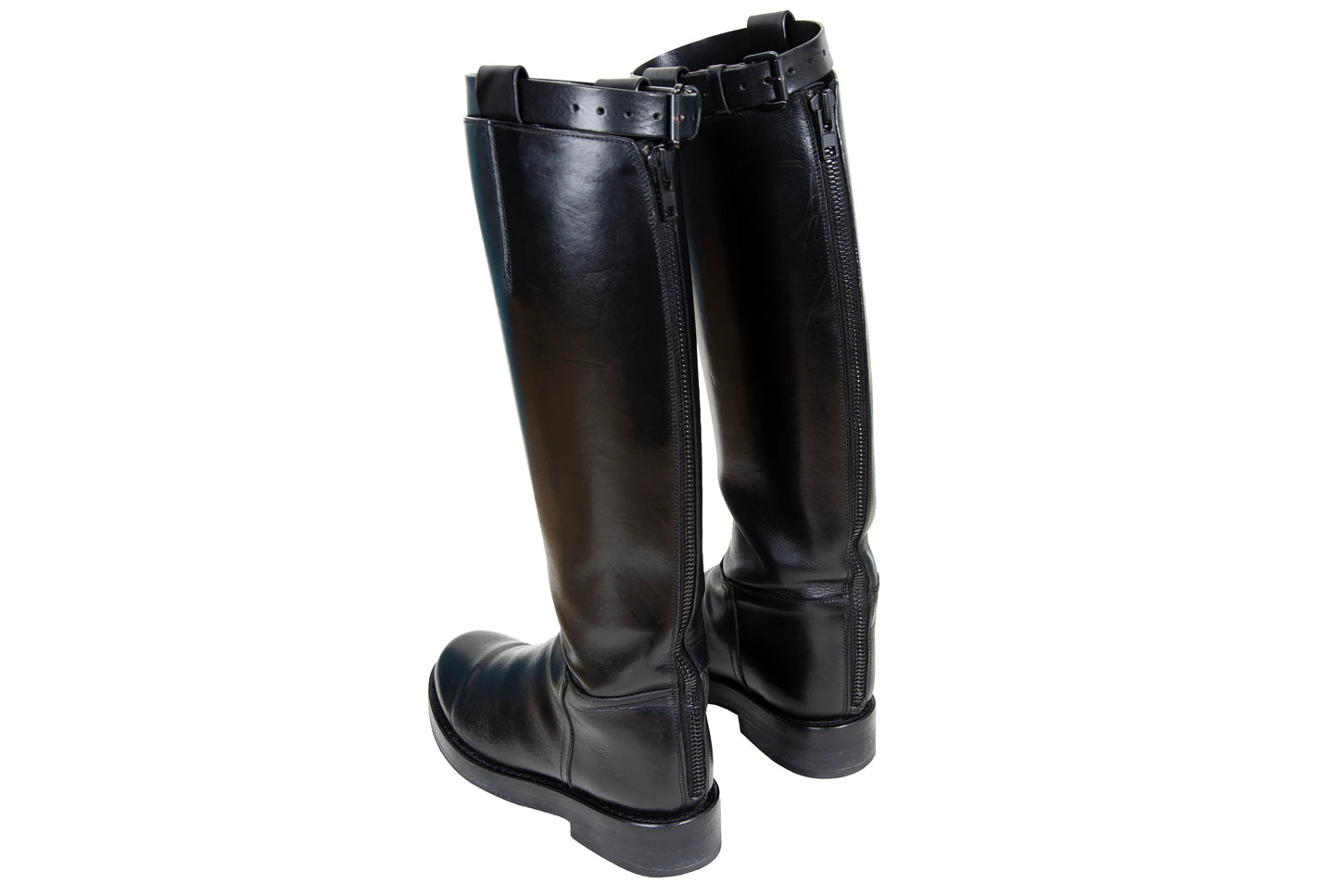 Ann Demeulemeester black leather "Stan" riding boots / Made in Italy