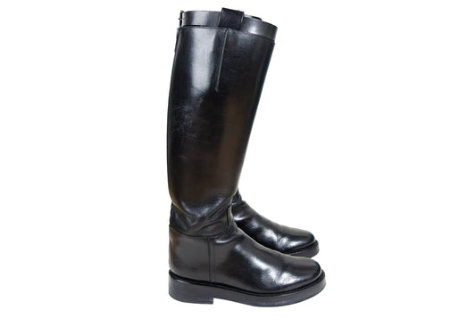 Ann Demeulemeester black leather "Stan" riding boots / Made in Italy