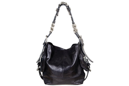 Vintage Chloé by Phoebe Philo black leather chain strap bag / 2004 Chloé leather and oversized chains bag / Made in Italy