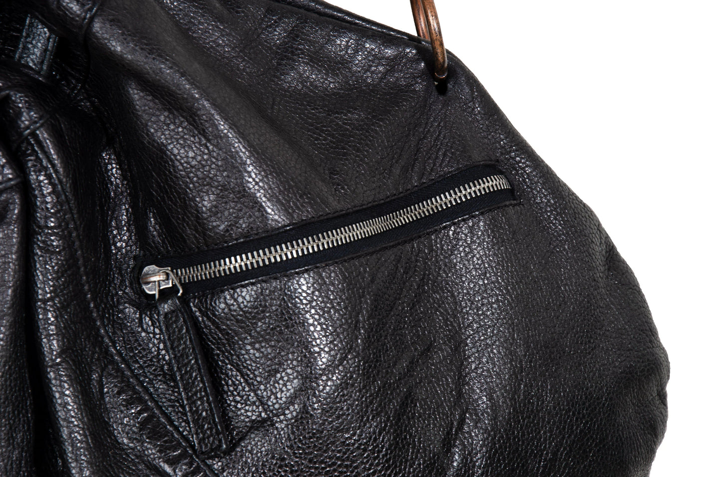 Vintage Collection Privée? black leather drawstring oversized rucksack / Made in Italy